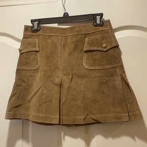 100% leather soft like suede pleated mini skirt